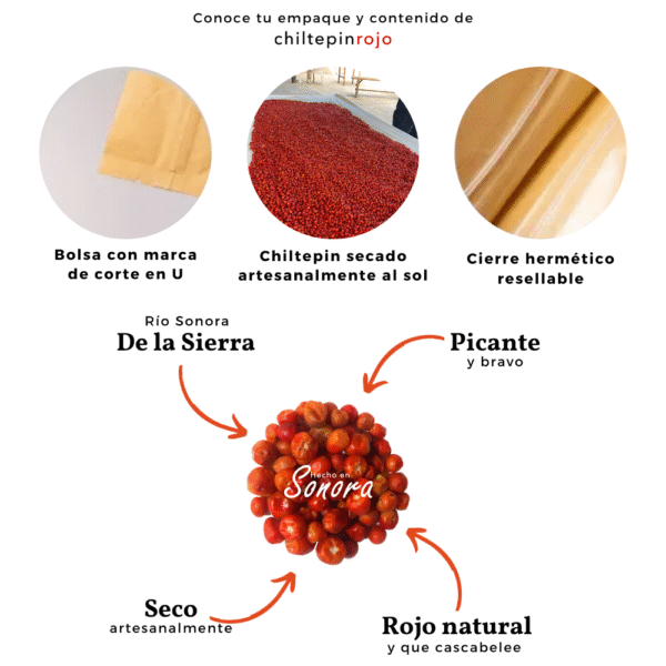 Chiltepin rojo seco picante Sonora