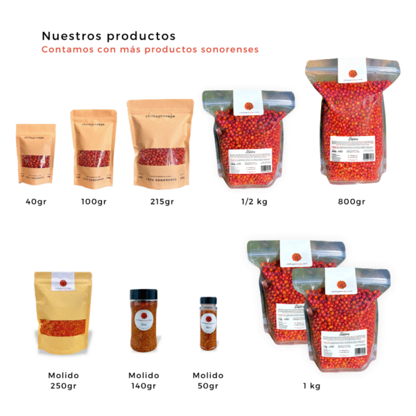Chiltepin rojo seco picante Sonora catálogo